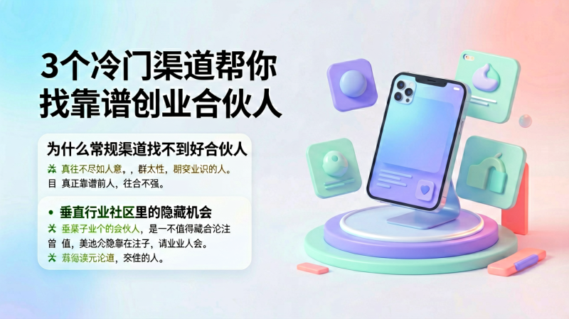 3个冷门渠道帮你找到靠谱创业合伙人-逸轩—博客
